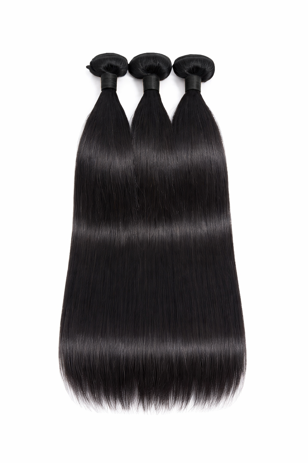 silky straight raw human hair bundles with smooth texture and natural shine